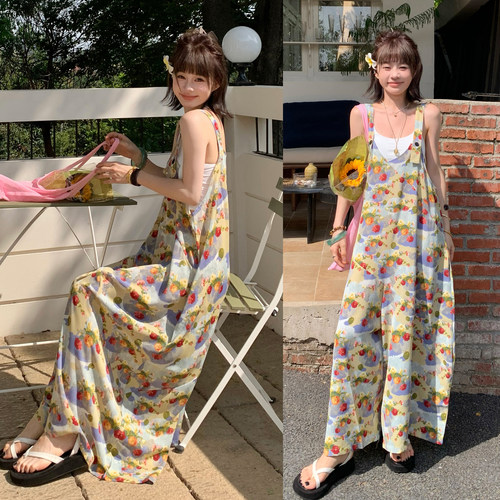 MZ原创复古童趣油彩画吊带连体裤