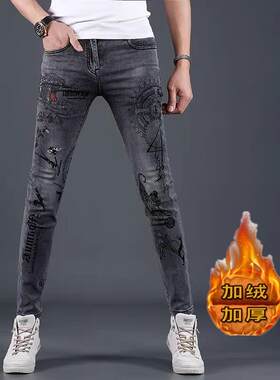 秋冬款弹力牛仔裤男修身小