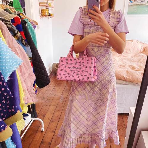 亏清 北欧设计小众风格系列格纹上衣淑女百搭修身连衣裙