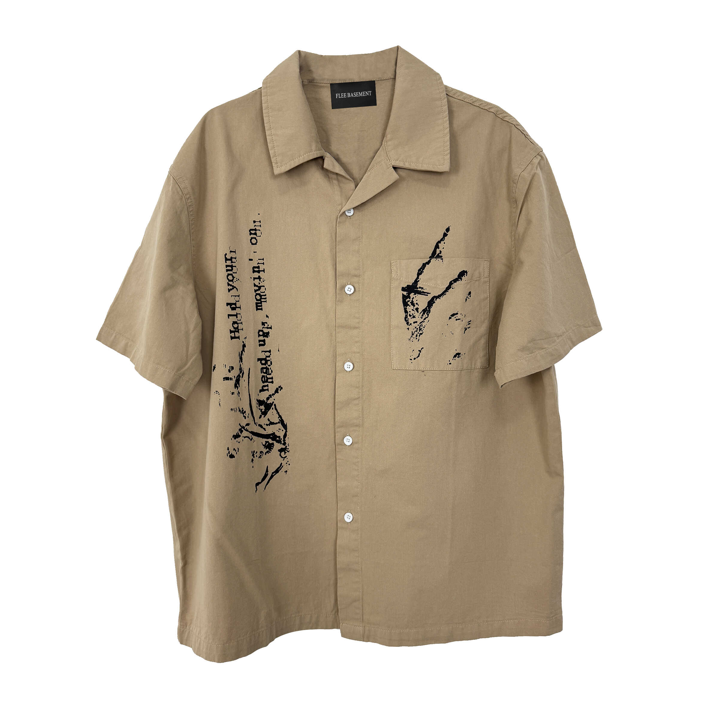 FLEE BASEMENT 夏季上衣印花男女宽松纯棉短袖休闲衬衫