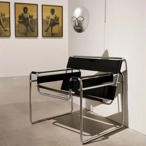 瓦西里ins风不锈钢马鞍皮沙发椅