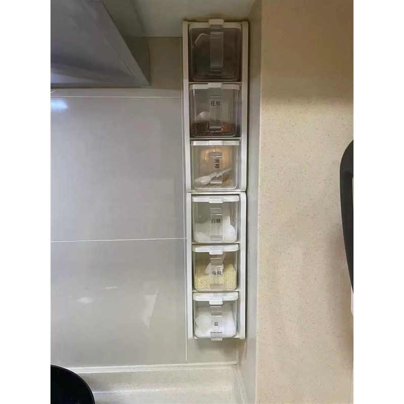 盐味精佐料调料罐组合套装壁挂