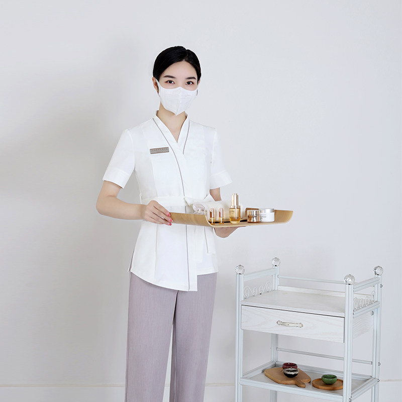 2024 여름 미용사 작업복 피부 관리 건강 센터 SPA 발 치료 기술자 의류 미용실 세트