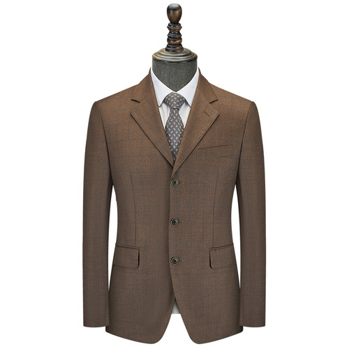 【吉家】商务休闲西服上衣 纯羊毛西装外套 时尚格纹男士正装