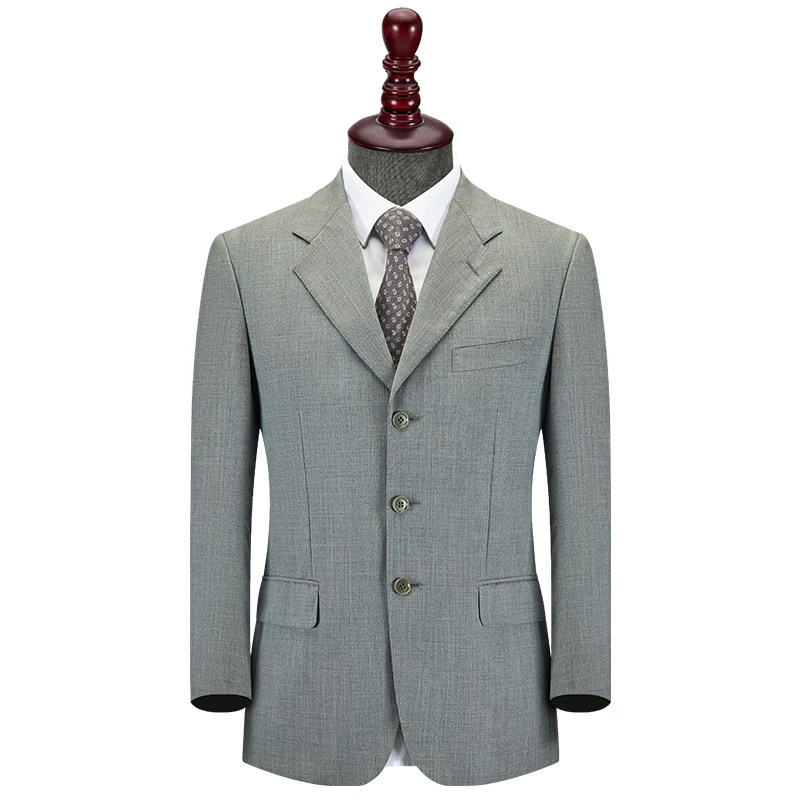 【吉家】男士套装西装上衣商务休闲毛料西服纯色宽松大码外套