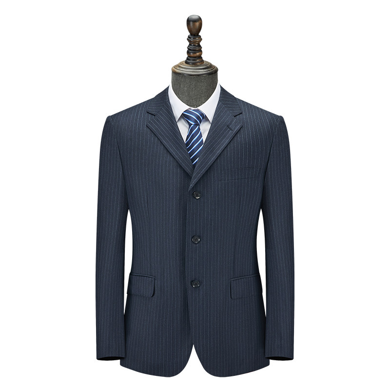 吉商务休闲条纹毛料西服