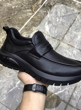 帕达索冬季新款真皮男鞋时尚休闲鞋百搭商务厚底一脚蹬皮鞋231030