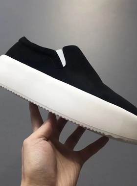 帕达索乐福鞋男一脚蹬秋季黑色翻毛休闲厚底板鞋套脚懒人鞋220710