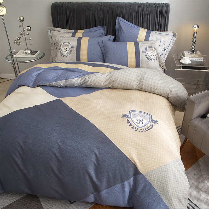 大版全棉床上四件套100%纯棉被套轻奢高级感床单床笠款宿舍三件套