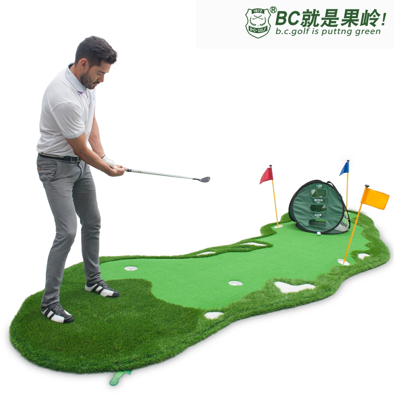 室内高尔夫果岭练习器材办公室家庭训练推杆练习毯自带坡度8cm厚