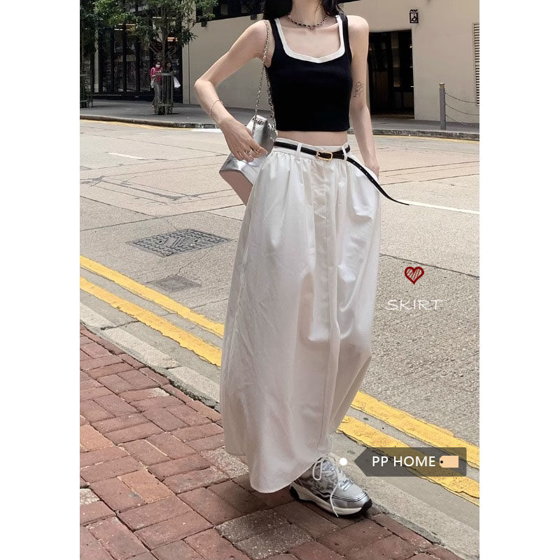香港甜心假两件无袖针织背心吊带女A字中长款伞裙半身裙夏季新款