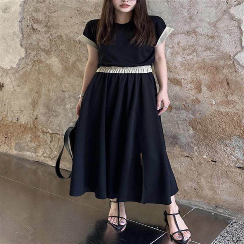 香港高级感短袖时尚套装女2025年夏季新款大码宽松半身裙两件套潮