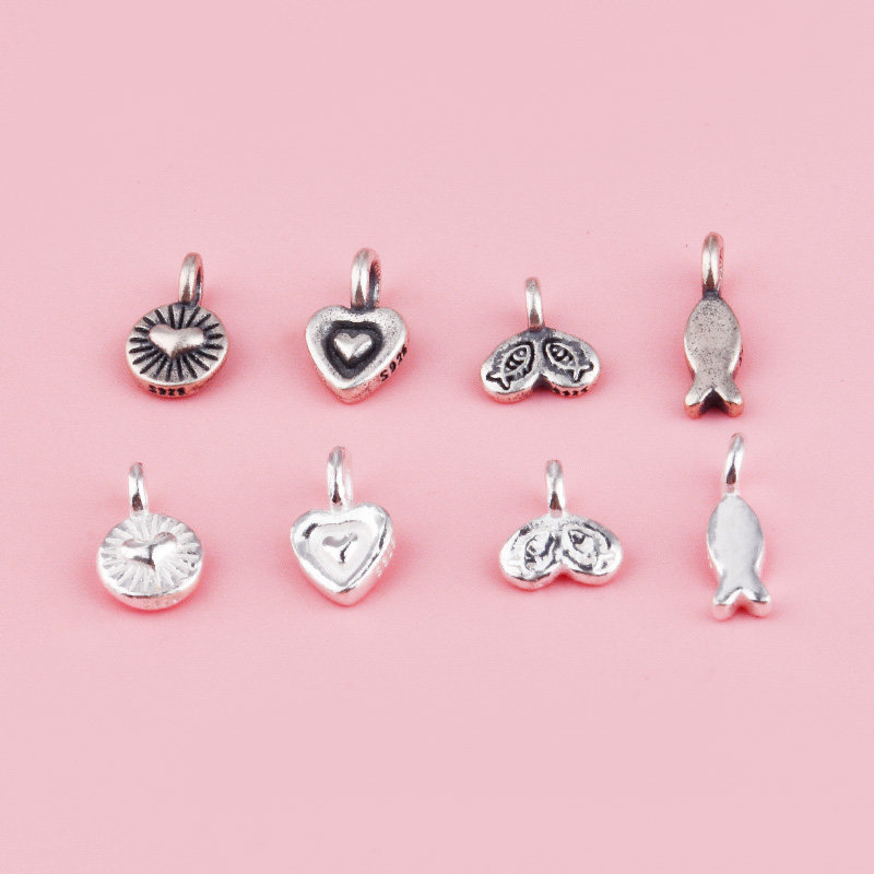 S925纯银爱心吊坠鱼骨鱼挂件小鱼配饰串珠水晶珍珠手链diy配件,饰品/流行首饰/时尚饰品新,其他DIY饰品配件,淘宝优惠券,粉丝福利购,淘宝优惠卷