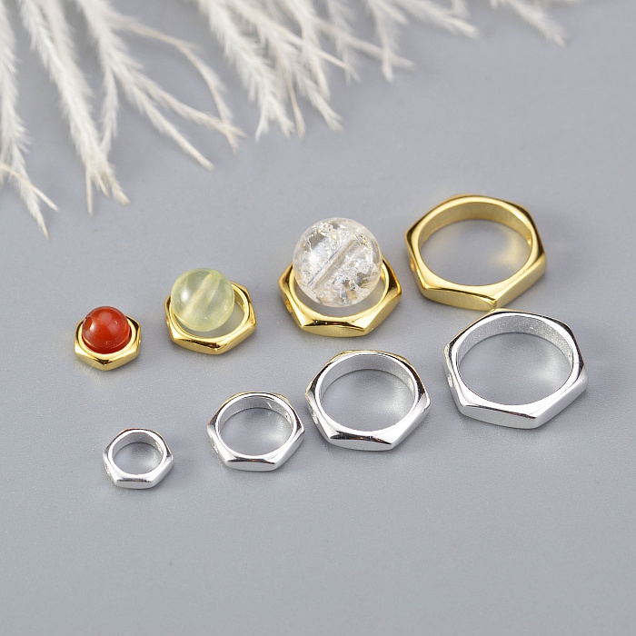 diy纯银多边形手工项链配饰隔珠