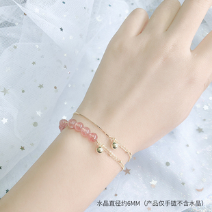 s925纯银韩版手链女十字间珠链盒子链拼接链一根针气质手串饰品