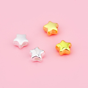 S925纯银五角星隔珠亮面磨砂星星散珠立体星手工diy编绳串珠配件