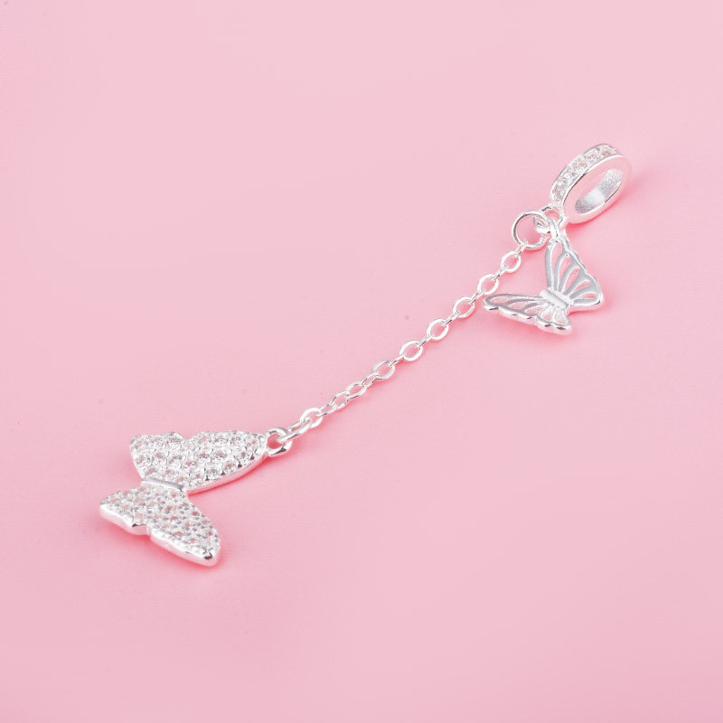 精工镶嵌锆石蝴蝶延长链链条吊坠S925纯银珍珠手链项链DIY银配件,饰品/流行首饰/时尚饰品新,项坠/吊坠,淘宝优惠券,粉丝福利购,淘宝优惠卷
