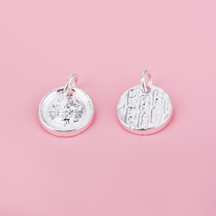 S999足银实心黄财神吊坠 手工编绳银饰配件串珠饰品材料