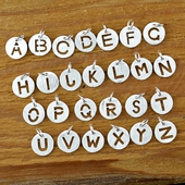 925纯银26个英文字母吊坠 光面磨砂拉丝挂坠 手串DIY饰品配件