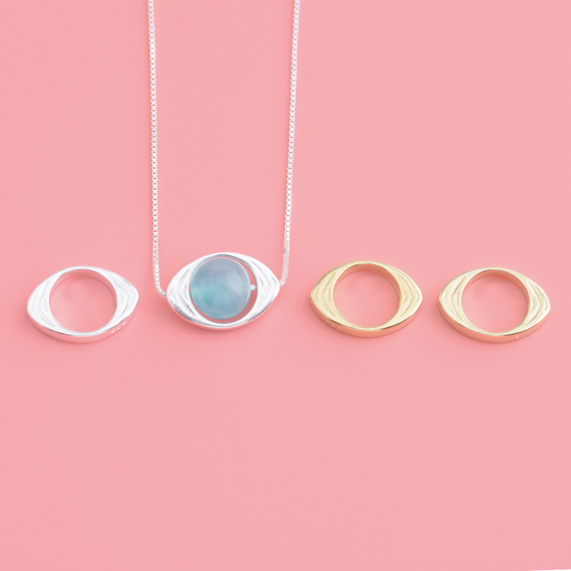 diy纯银眼睛手工项链水晶隔珠