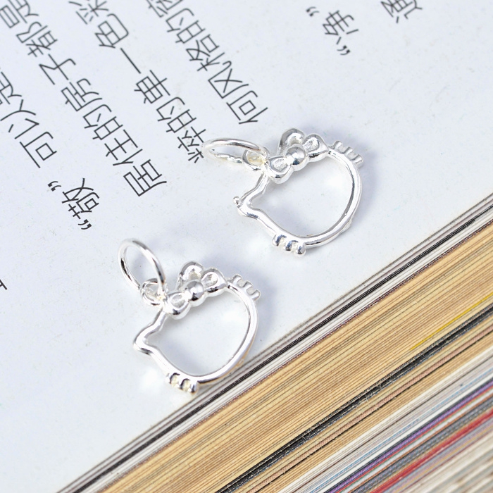 S925纯银饰品配件 KT猫凯蒂猫吊坠 手工DIY饰品串珠材料手链配饰