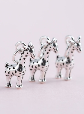 diy串珠泰银小鹿吊坠自制戒指