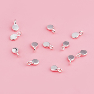 迷你光面小吊坠小提溜珍珠配件S925纯银手链项链银首饰碎碎冰挂件