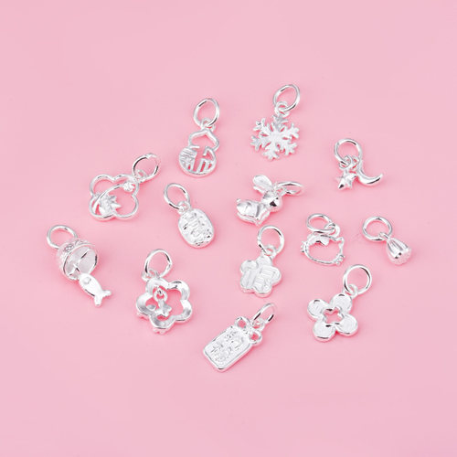 S999足银吊坠葫芦 平安喜乐KT猫挂件简约百搭编织首饰DIY配件材料