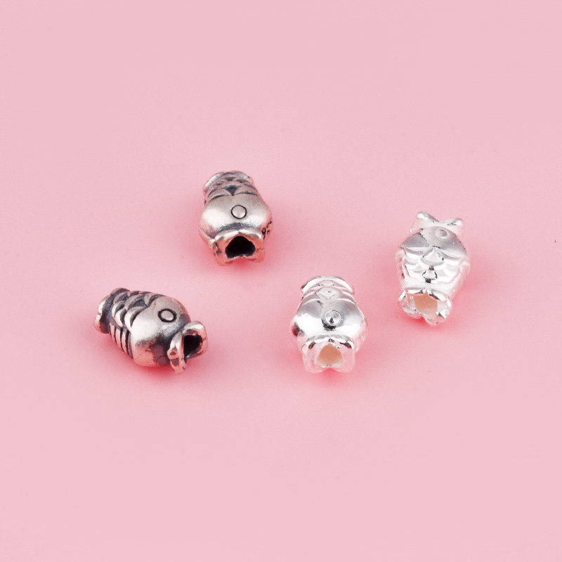 S925纯银锦鲤鱼隔珠手工编绳串珠小鱼桶珠水晶珍珠手链串珠DIY,饰品/流行首饰/时尚饰品新,其他DIY饰品配件,淘宝优惠券,粉丝福利购,淘宝优惠卷