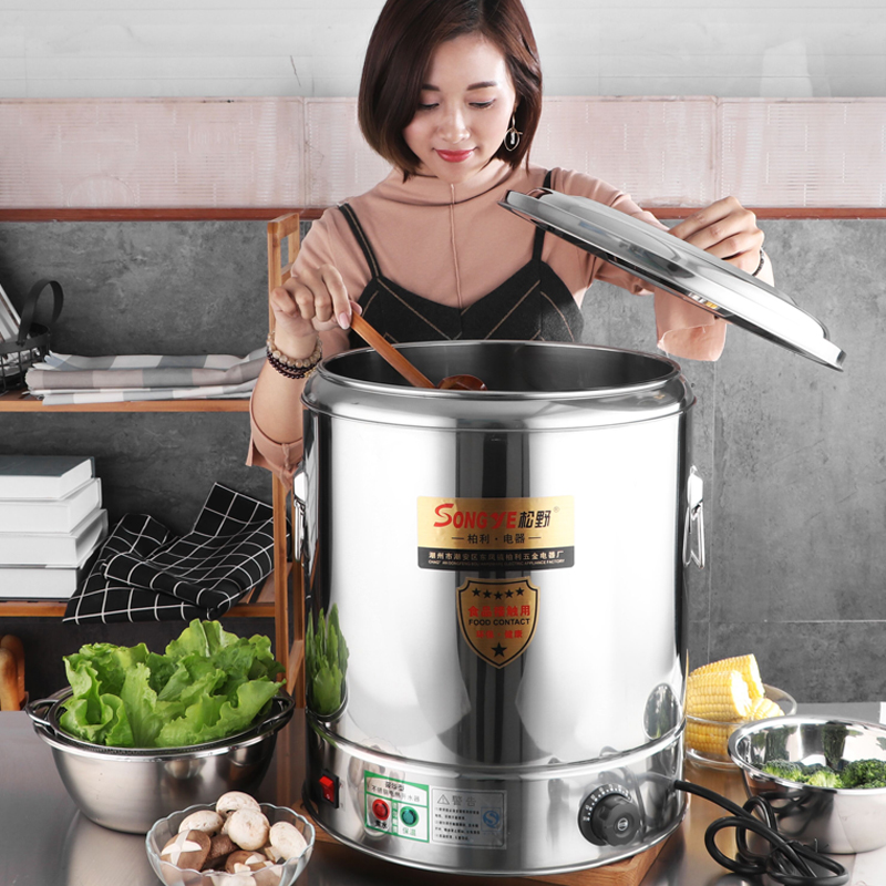 3电热不锈钢奶茶保温桶 商用蒸煮桶大容量粥面炉 汤桶烧开水桶家用