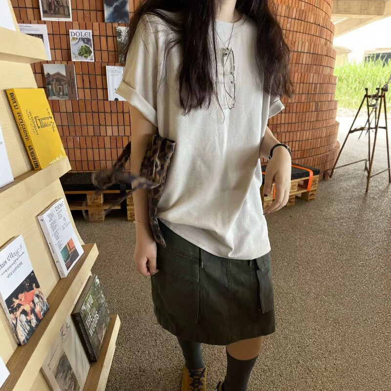 one seven后背贴标圆领毛针织衫