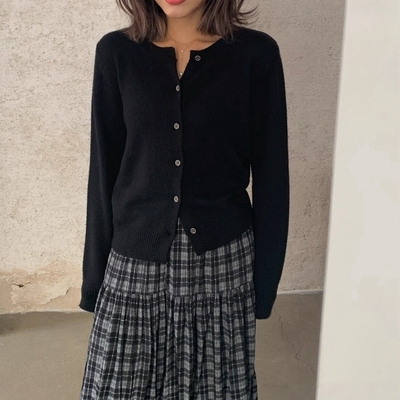 百搭显瘦长袖兔毛针织开衫毛衣女