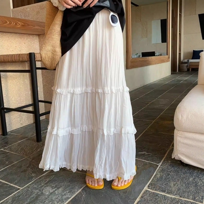 oneseven韩系早春大摆a字半身裙