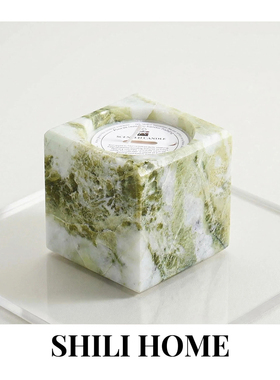 法式中古天然大理石香薰杯摆件现代轻奢桌面创意软装香氛蜡烛装饰