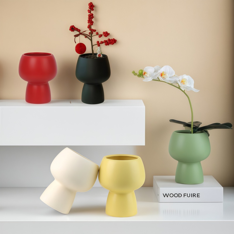 创意高档陶瓷花盆高脚轻奢蝴蝶兰