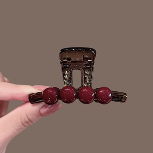 安哥拉红色抓夹发量多中号鲨鱼夹2025新款后脑勺头饰女高级感发夹