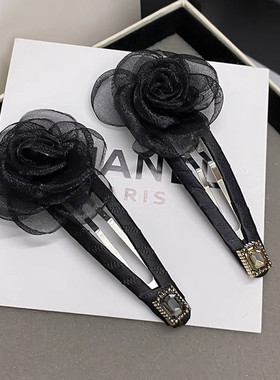 刘海前额花朵蕾丝bb夹子头饰发夹黑色边夹掰掰夹毛发碎发整理神器