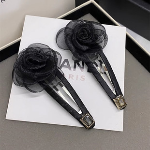 刘海前额花朵蕾丝bb夹子头饰发夹黑色边夹掰掰夹毛发碎发整理神器