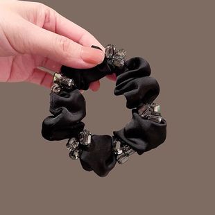 韩国2025新款 大肠弹力发圈黑色简约皮筋发绳气质丸子头绳