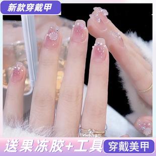 穿戴甲美甲套装 美甲热销榜 卡通指甲贴黄黑皮显白穿戴甲中短款