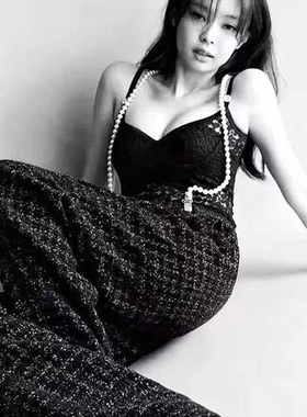 野草莓市场Romance龙心同款小香风珍珠背带夹身体链珍珠装饰链