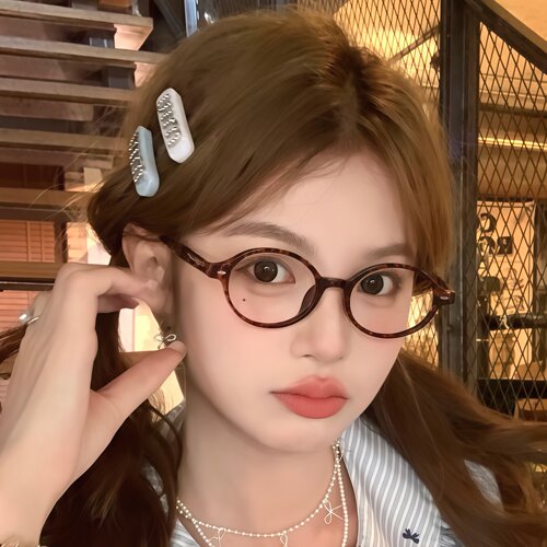 阿彩呢mi系书呆子眼镜女豹纹玳瑁椭圆小框素颜近视可配度数