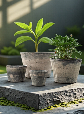 小高筒手工红陶兰花盆景创意泥瓦盆粗陶多肉简约陶土花盆陶盆矮