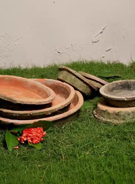 托盘粗陶红陶花盘黑陶瓦盆底盘泥瓦盆花盆底座底盘花盘陶土底托
