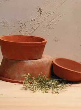 央盆粗陶手工土盆黑陶盆泥瓦盆透气创意阳台多肉植物老桩组合花盆