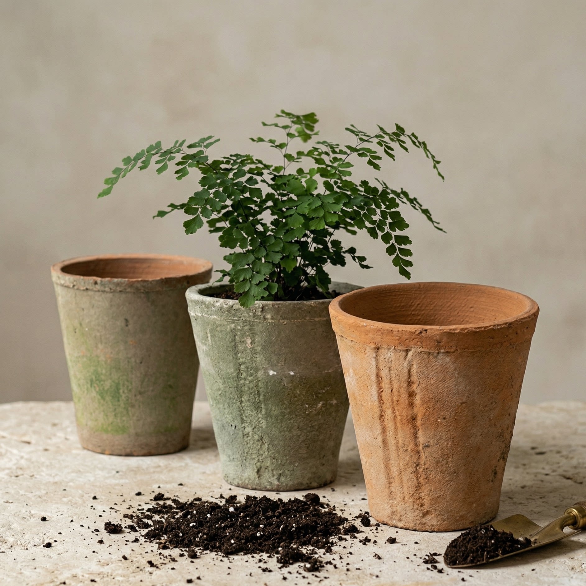 小高筒手工粗陶红花盆迷你青苔多肉植物泥瓦盆景兰花盆大阳台创意