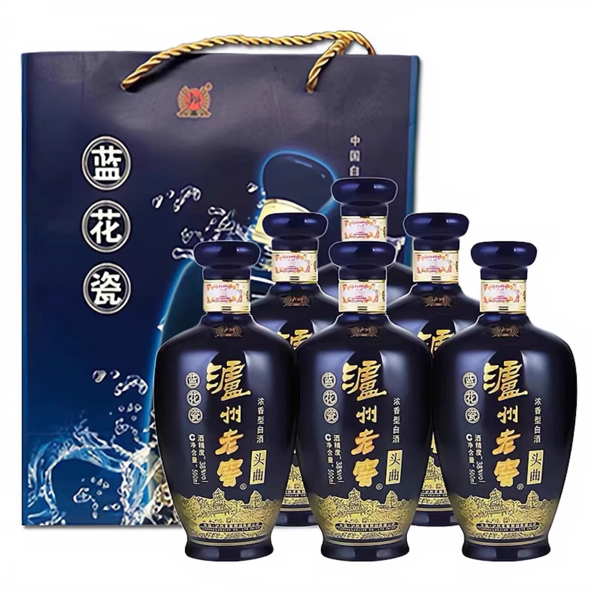 泸州老窖头曲蓝花瓷版52度整箱500ml*6瓶浓香型高度粮食白酒送礼