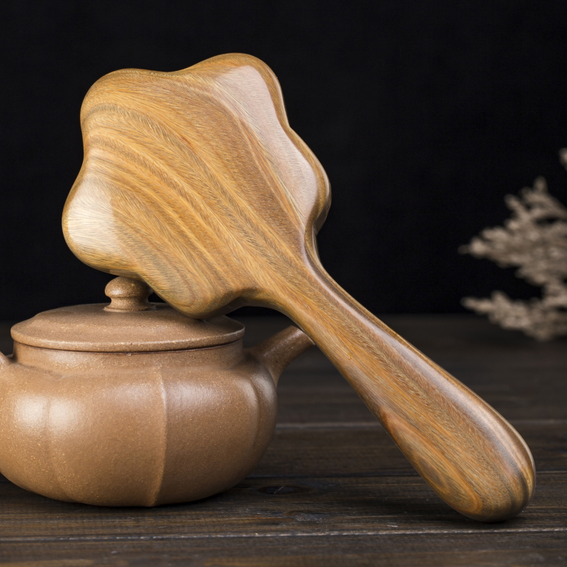 白水牛角经络按摩梳绿檀木头部肩颈腹部全身通用