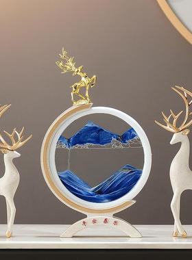 流沙画沙漏暖居摆件客厅酒柜电视柜鹿装饰品搬家礼物乔迁新居礼品