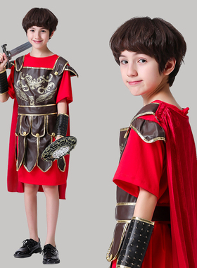 万圣节儿童表演服装王子国王罗马战士骑士披风迪士尼主题服装男孩